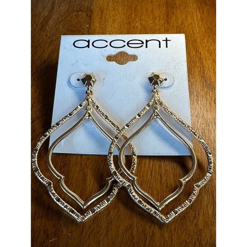 Accent Gold Moroccan Double Hoop Dangle Earrings Boho NWT New Jewelry Gift